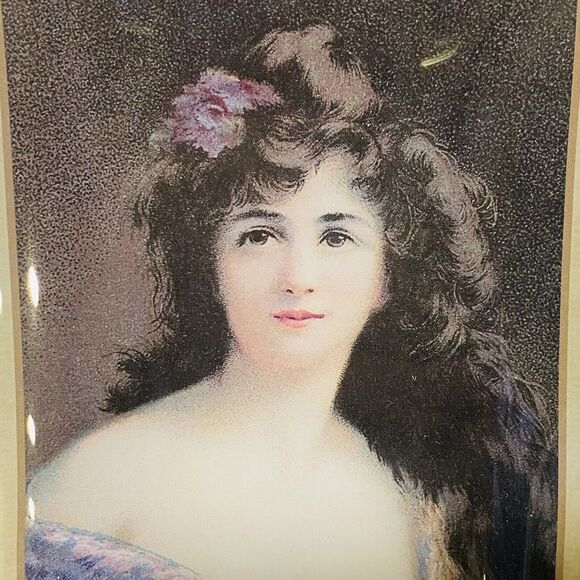 Asti Glass Pin Vanity Ring Dish Small Tray Edwardian Victorian Woman Portrait - Picture 2 of 7